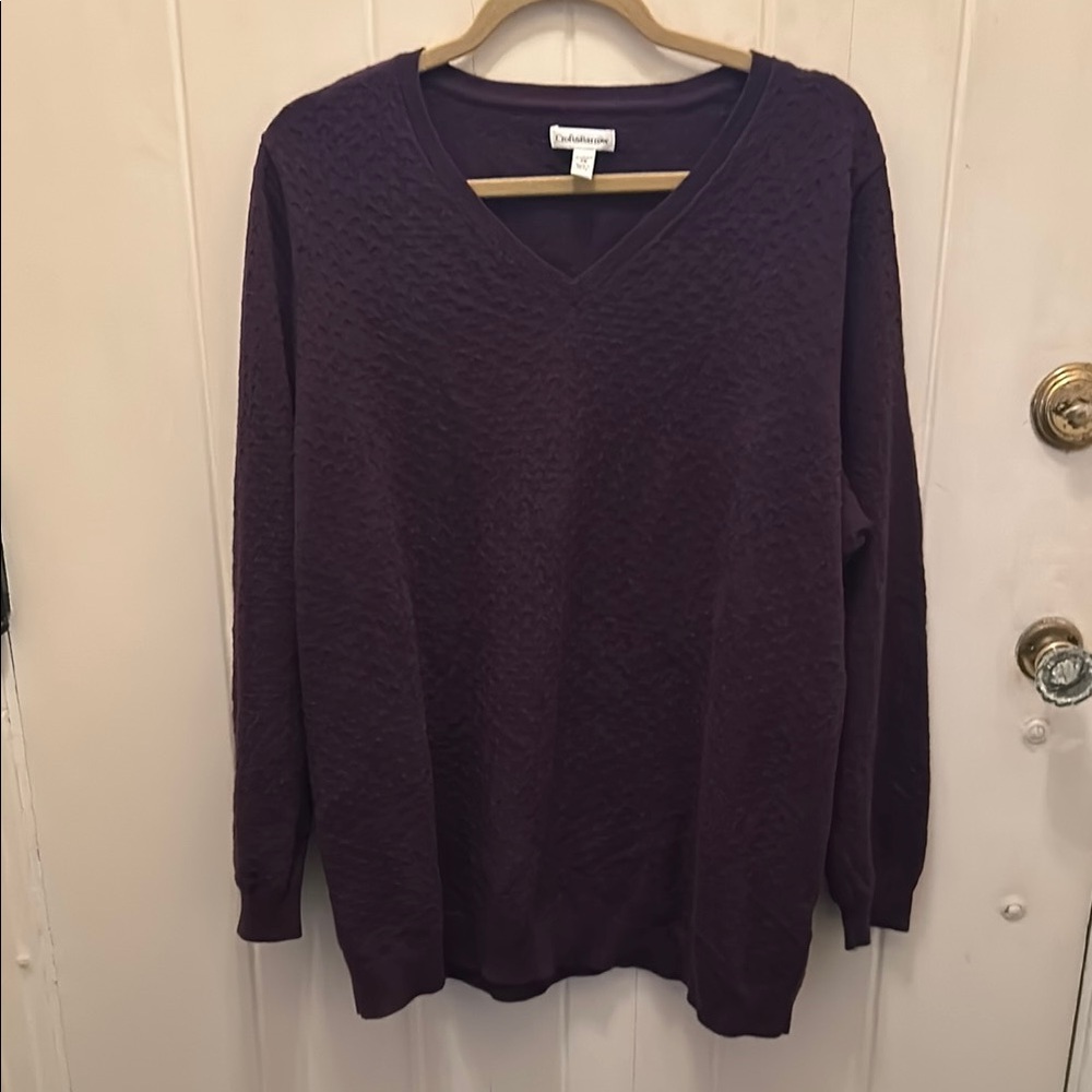 Cabled V-Necked Purple Sweater